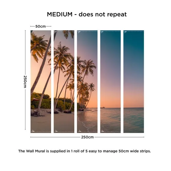 Sunset Beach Multicoloured Wall Mural 4