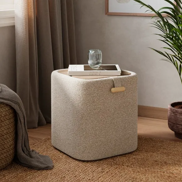 Pebble Boucle Tray Table Storage Footstool 2