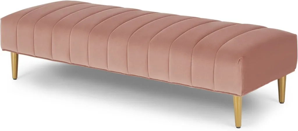 Amicie Ottoman Bench, Blush Pink Velvet