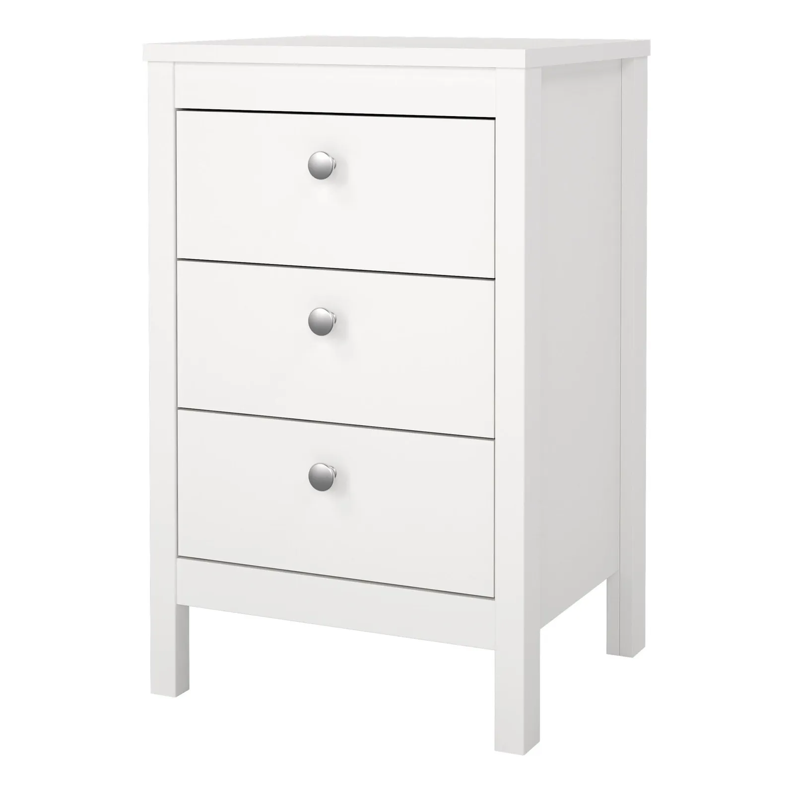 Furniture To Go Madrid Bedside Table 3 Drawers in White 3