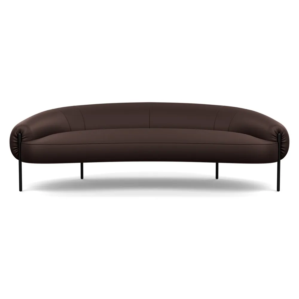 Heal's Isola 3 Seater Sofa Leather Grain Chocolate 066 Black Feet 1