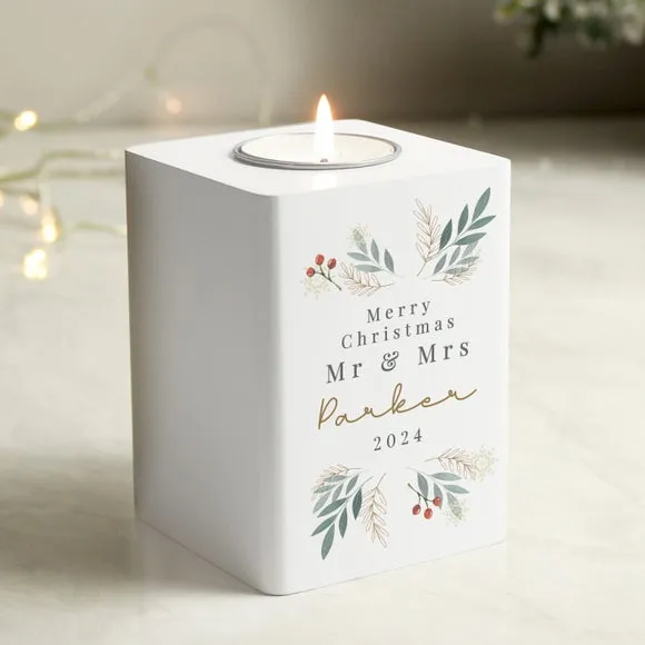 Personalised Christmas Foliage Tealight Holder 2
