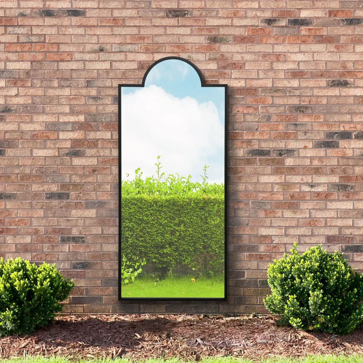 MirrorOutlet Black Contemporary Wall & Leaner Garden Mirror 67"x 29" 170x75cm 6