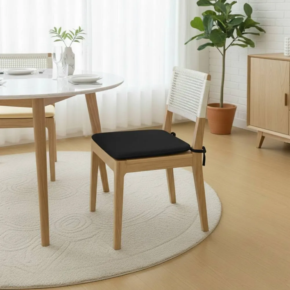 Snug City Foam Seat Pad with Ties Chair Cushion for Dining, Kitchen Seating in Black