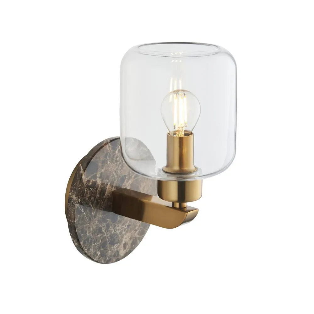 Netlighting Travi Wall Lamp Brown Vintage Brass & Glass E14
