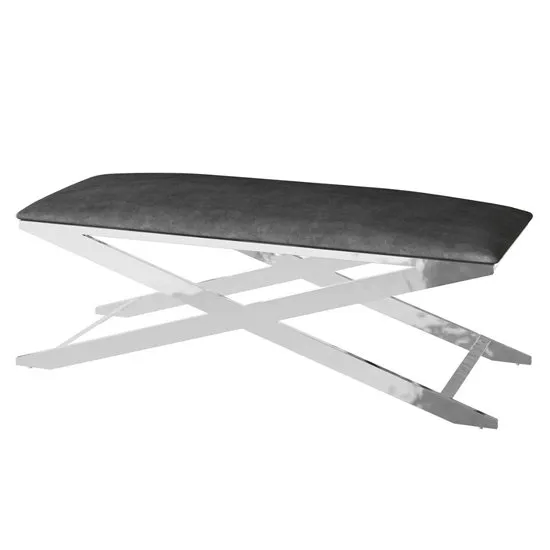 Vertue Velvet Fabric Upholstered Dining Bench In Black