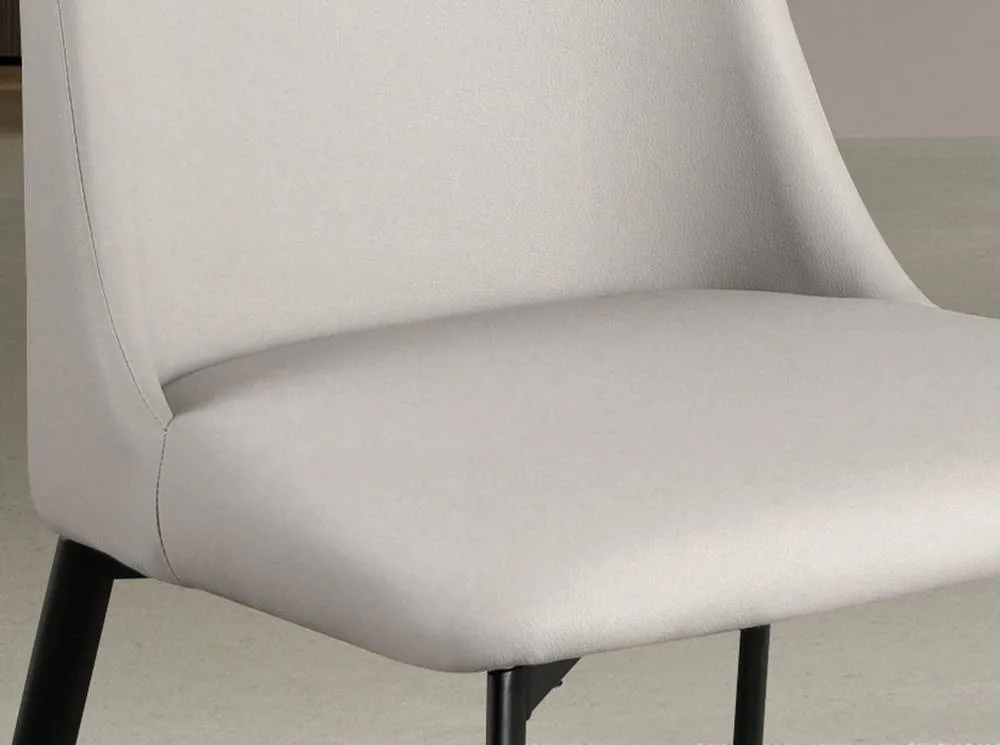 Angel Cerda Light Grey Leatherette Dining Chair - Black Stainless 5