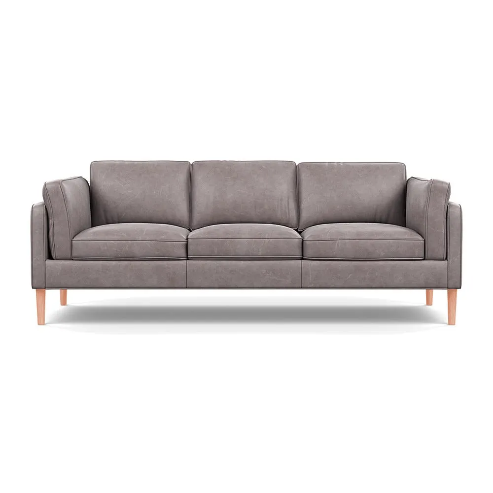 Heal's Sonno 4 Str Sofa Heritage Leather Stone Grey 2060 Natural Feet 1