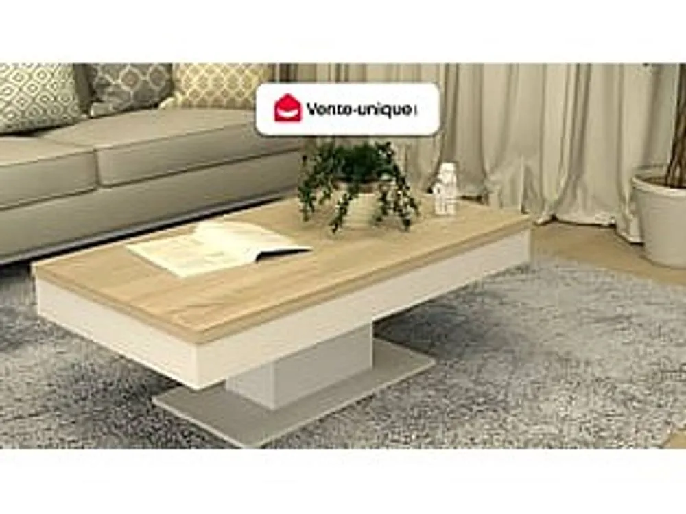 Vente-unique Coffee Table With Storage - White - Oak Effect Tabletop - ASTULIA in Light Oak 4