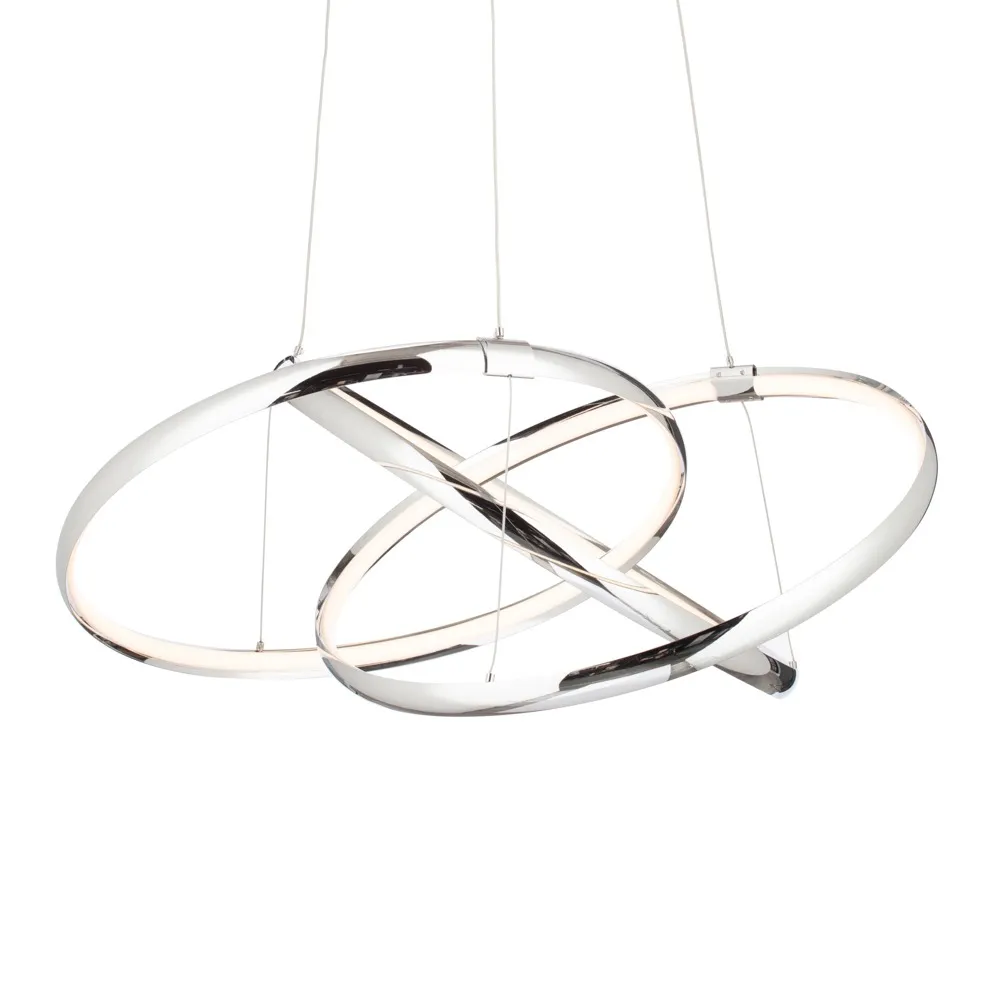 Sola LED Triple Ring Ceiling Pendant, Chrome