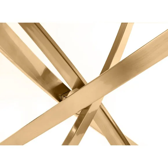 Montero 4 Seater Round Dining Table, Gold Top 4