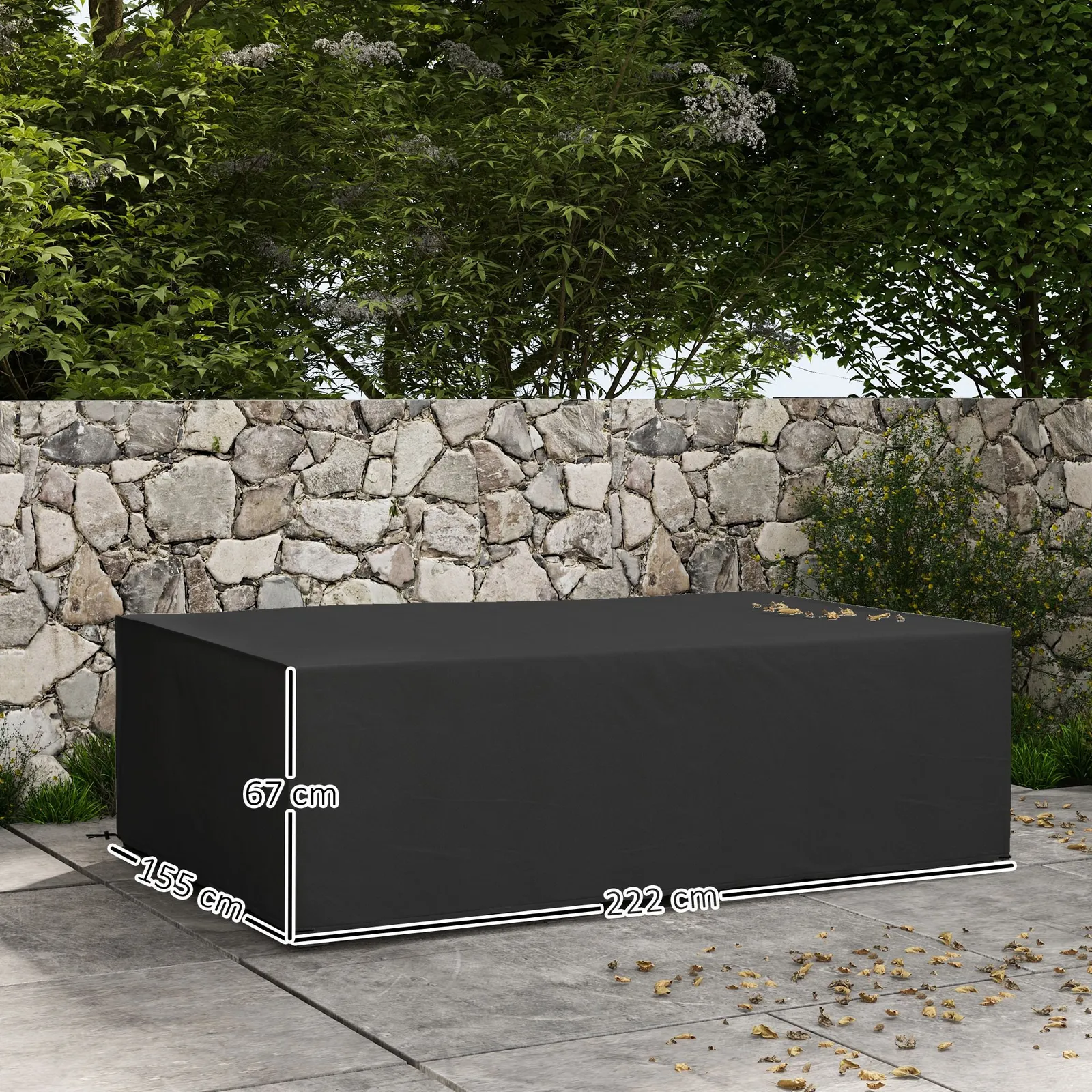 OUTSUNNY Garden Furniture Cover Outdoor Waterproof Rattan Set Rain Protection in Black 3