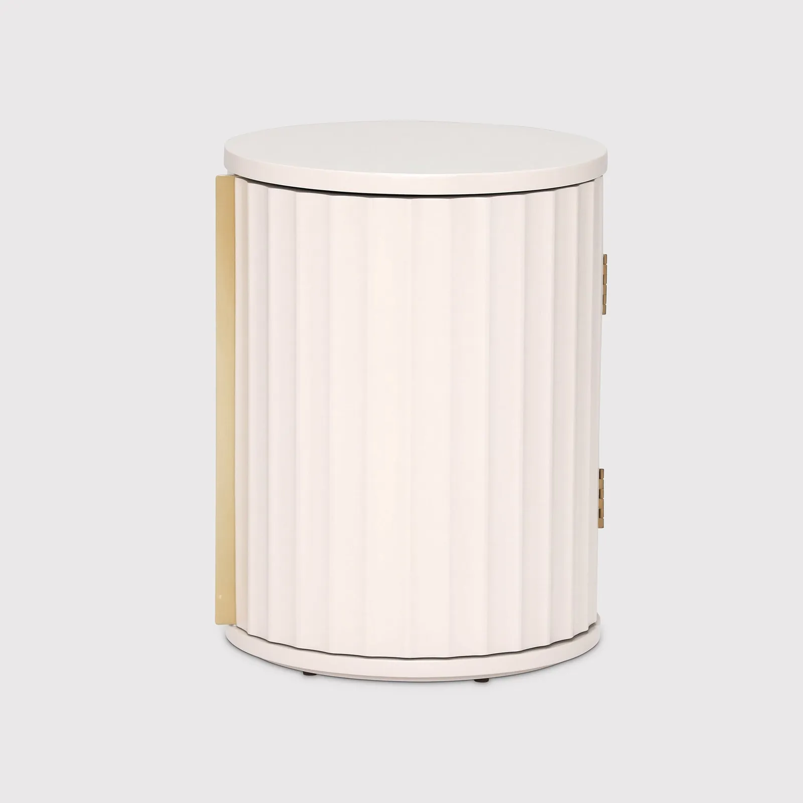 Lucia Bedside Right Table, Round, Neutral Wood | Barker & Stonehouse