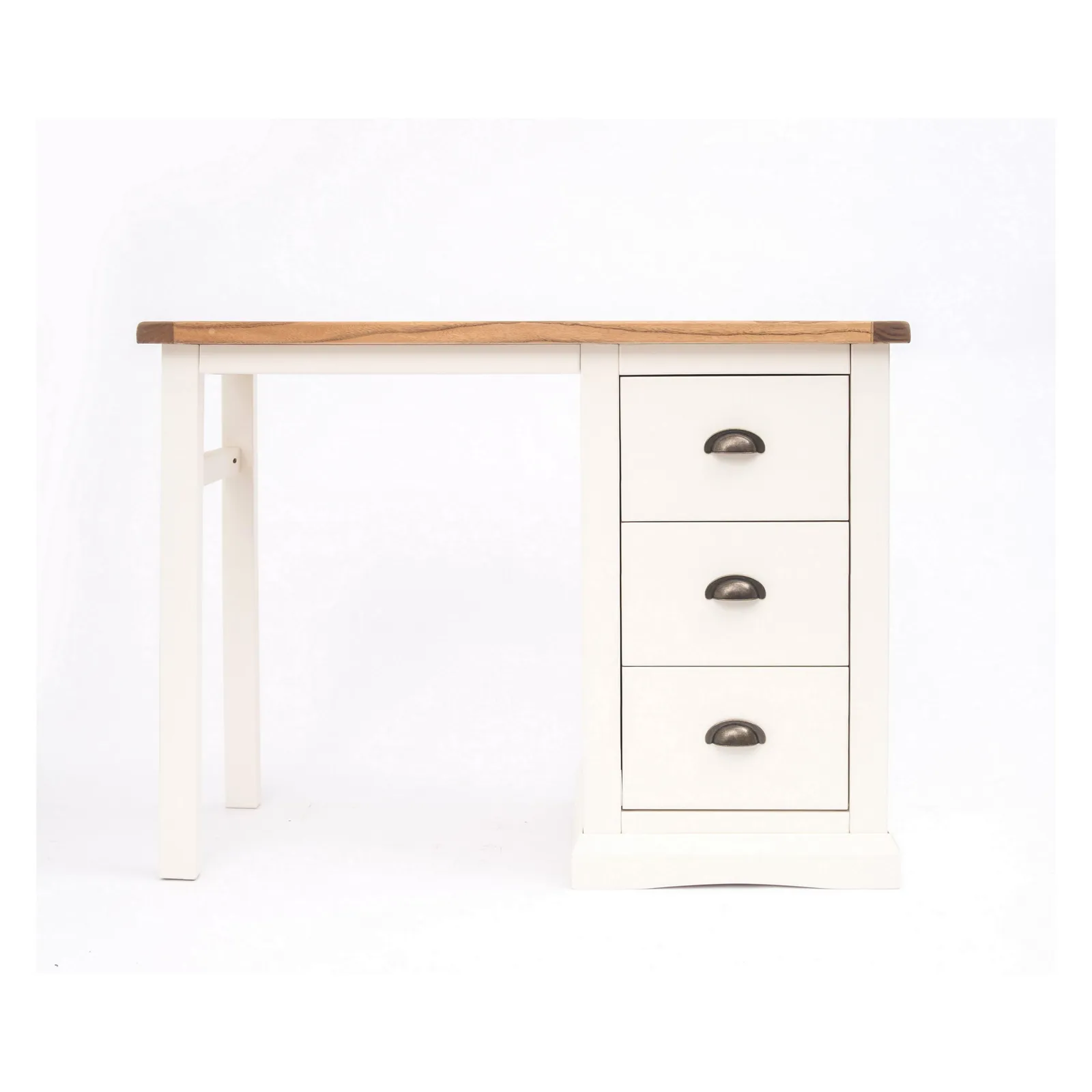 Cabinet Bits Cosenza 3 Drawer Desk - Dressing Table Brass Cup Handle in Off-White