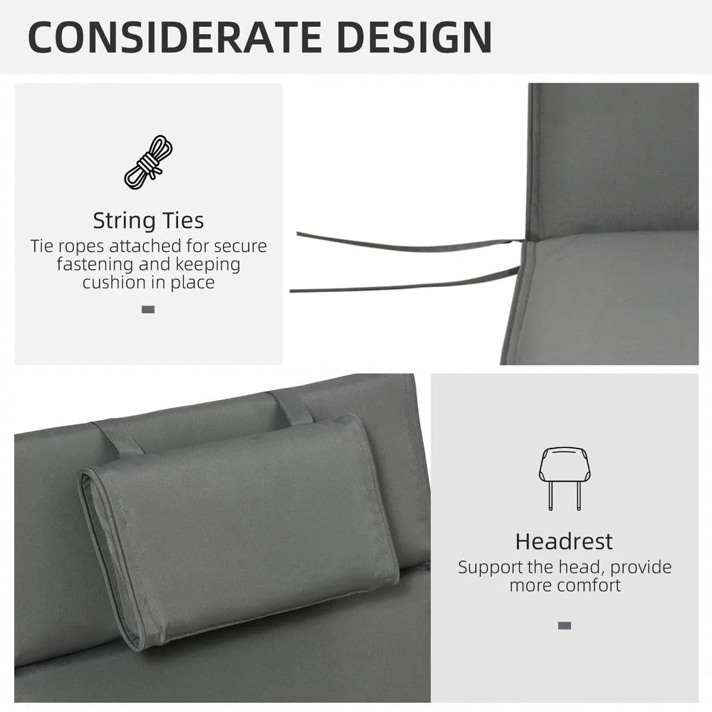 OUTSUNNY Garden Sun Lounger Chair Cushion ONLY Reclining Relaxer Indoor Outdoor in Grey 5
