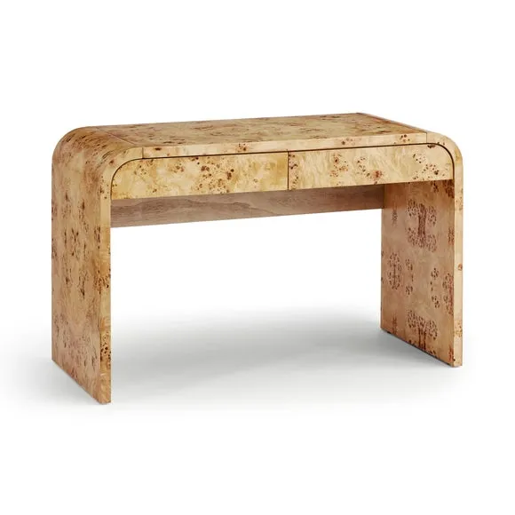 Seana 2 Draw Desk, Burl Wood 5