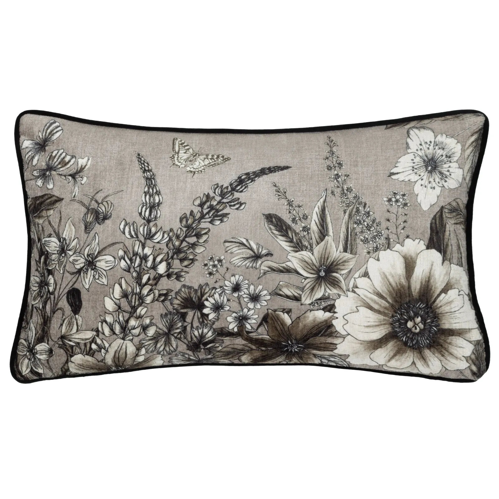 Wylder Harlington Gardenia Floral Piped Cushion in Beige 2