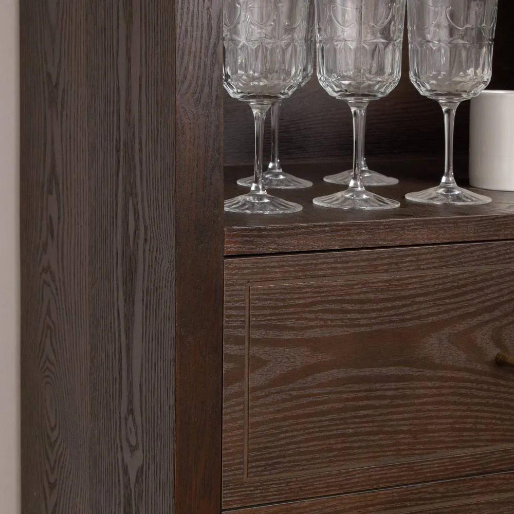 Melody Maison Large Arched Dark Wood Freestanding Storage Cabinet - Kingsley Range in Brown 2
