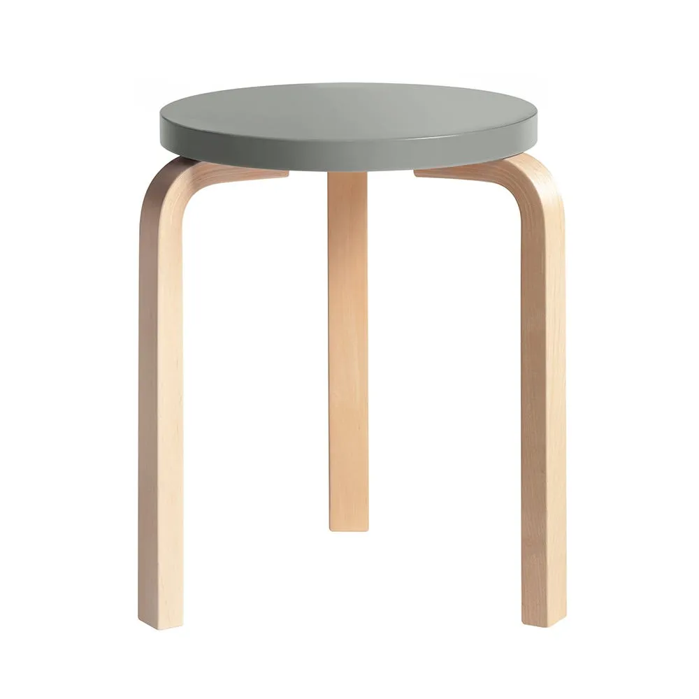 Artek Stool 60 Natural Lacquered Birch Grey Lacquered 2