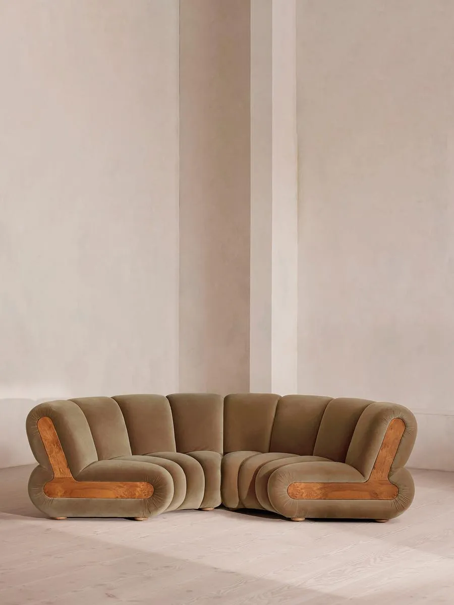 Noelle Modular Curved Sofa, Four Seater, Velvet, Truffle