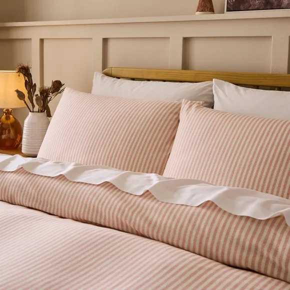 Camille Stripe 100% Brushed Cotton Duvet Cover & Pillowcase Set 4