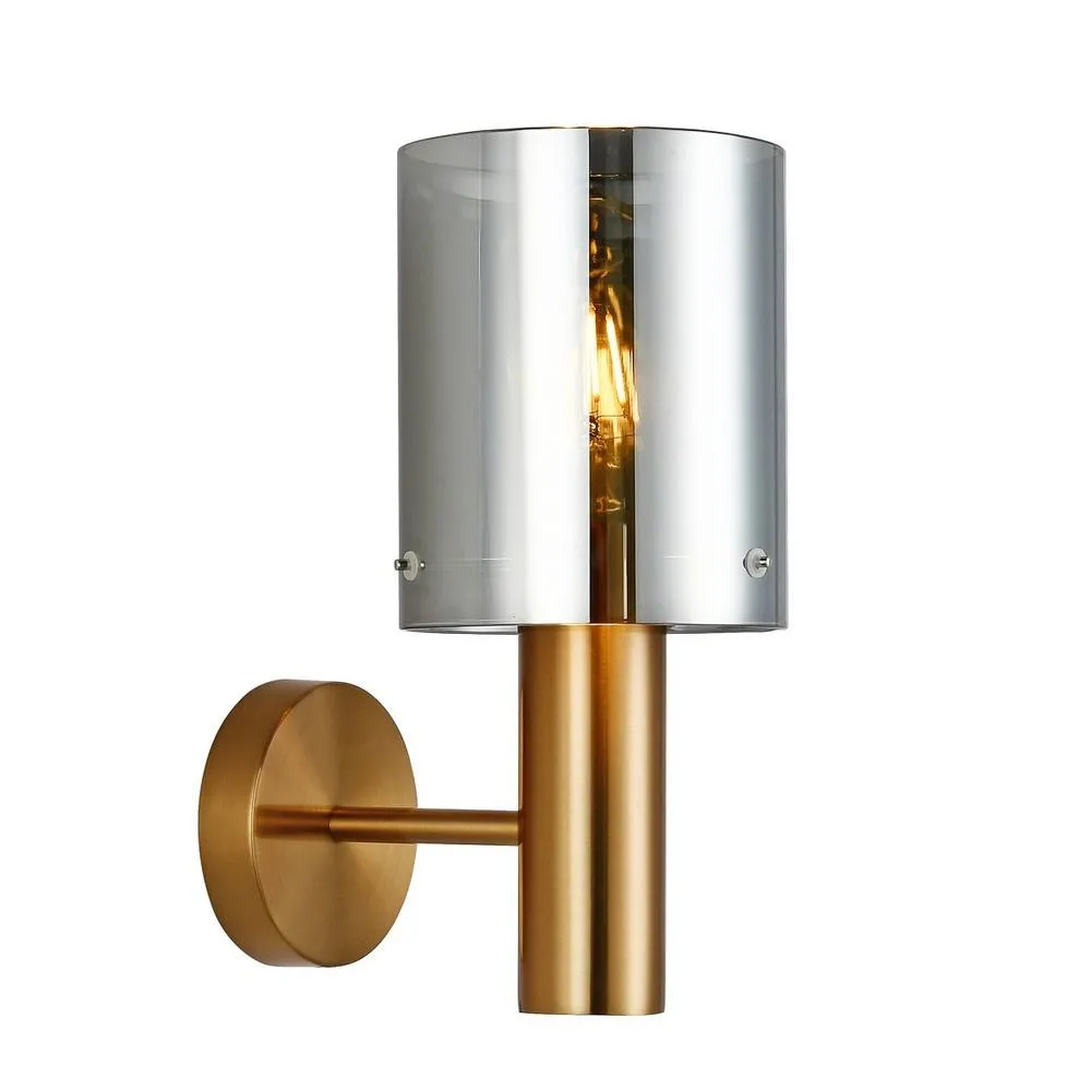 Netlighting Modern Wall Lamp Brass 1 Light with Smoky Shade E27 in Gold