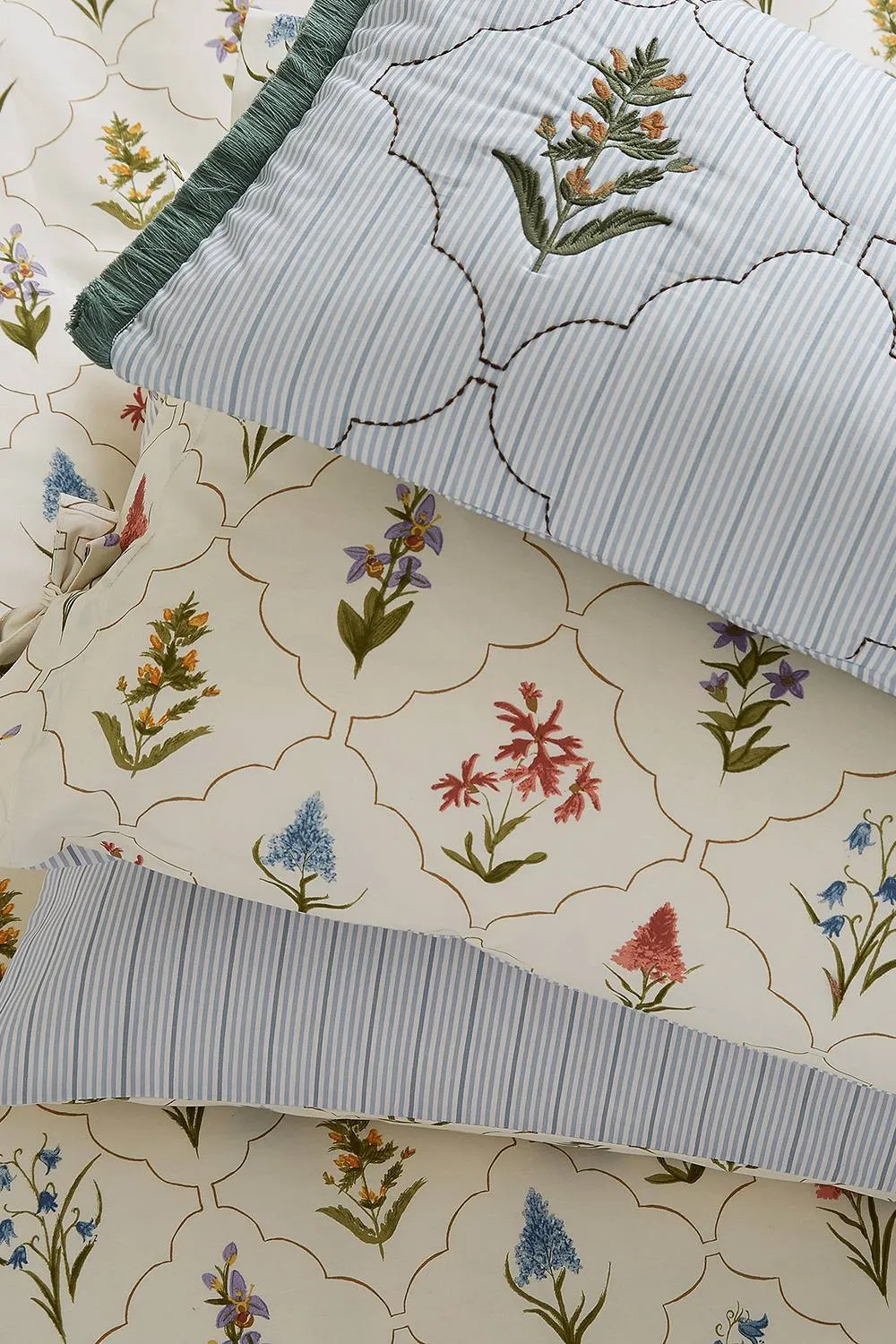 Sanderson 'Spring Meadow' Cotton Cushion in Light Blue 3