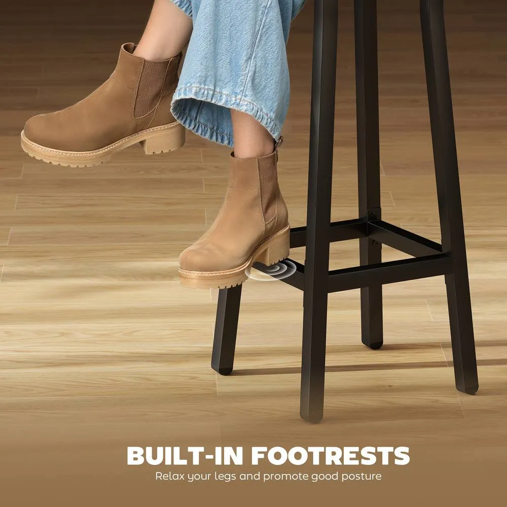 HOMCOM Barstools, Breakfast Bar Stools with Footrest, Rustic Brown 4