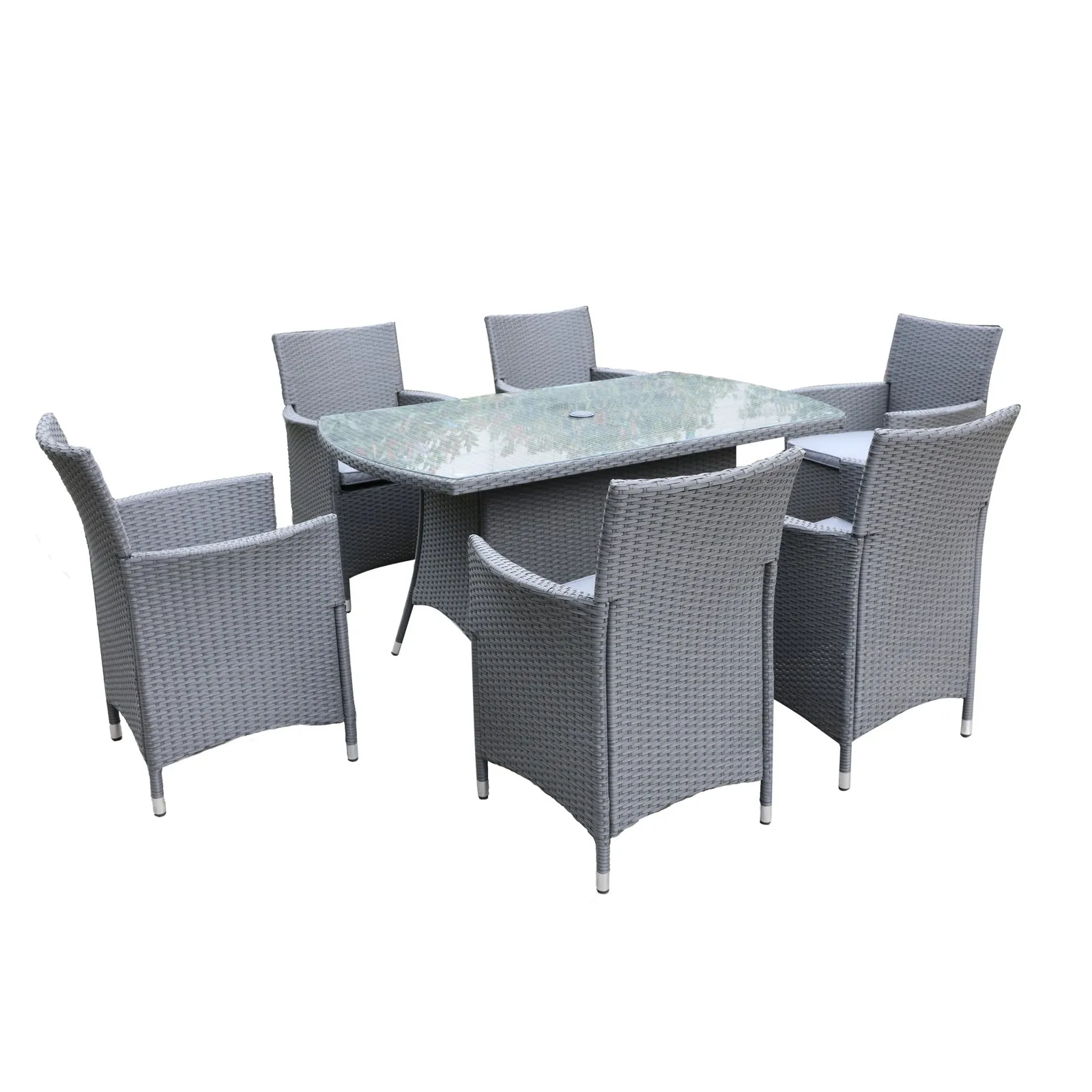 Cannes 6 Seater Ebony Grey Rectangular Dining Set Grey
