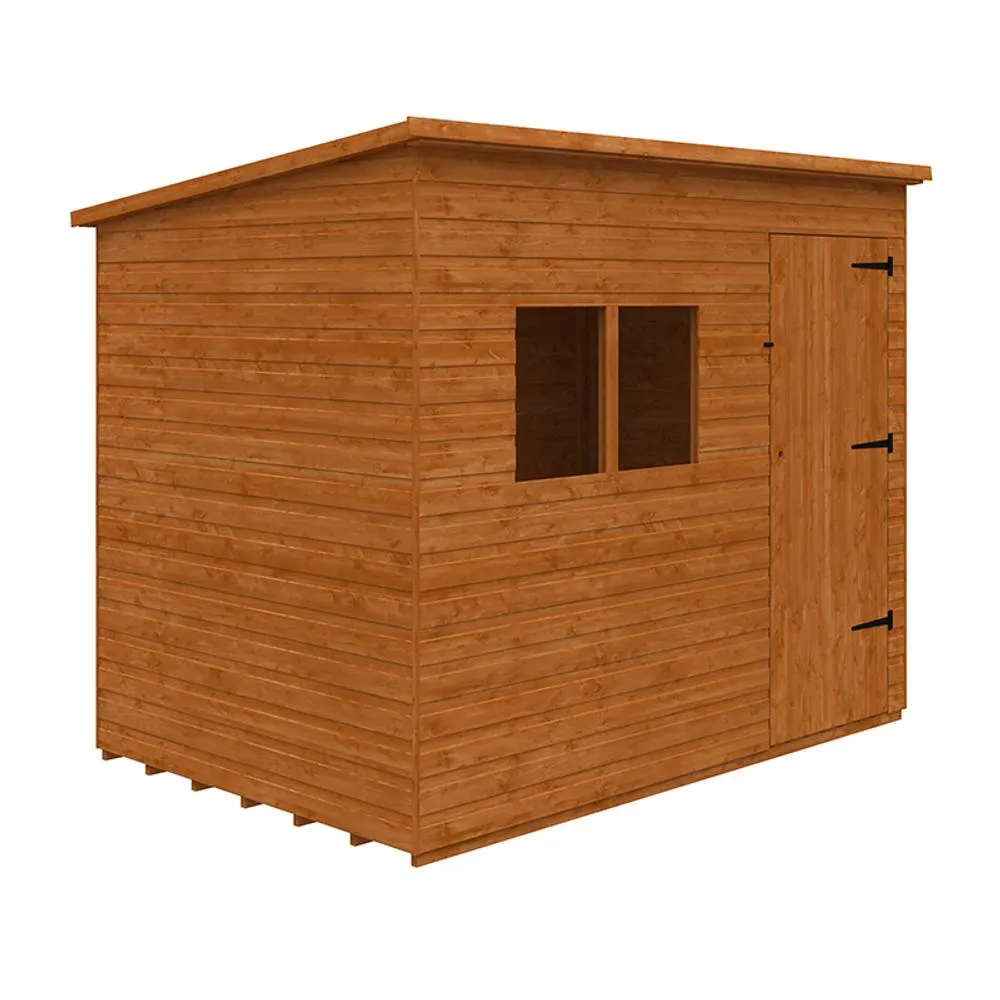 Buttercup Farm 9 x 6 Feet Deluxe Pent 12mm Shed - Solid Wood/Softwood/Pine in Burnt Orange