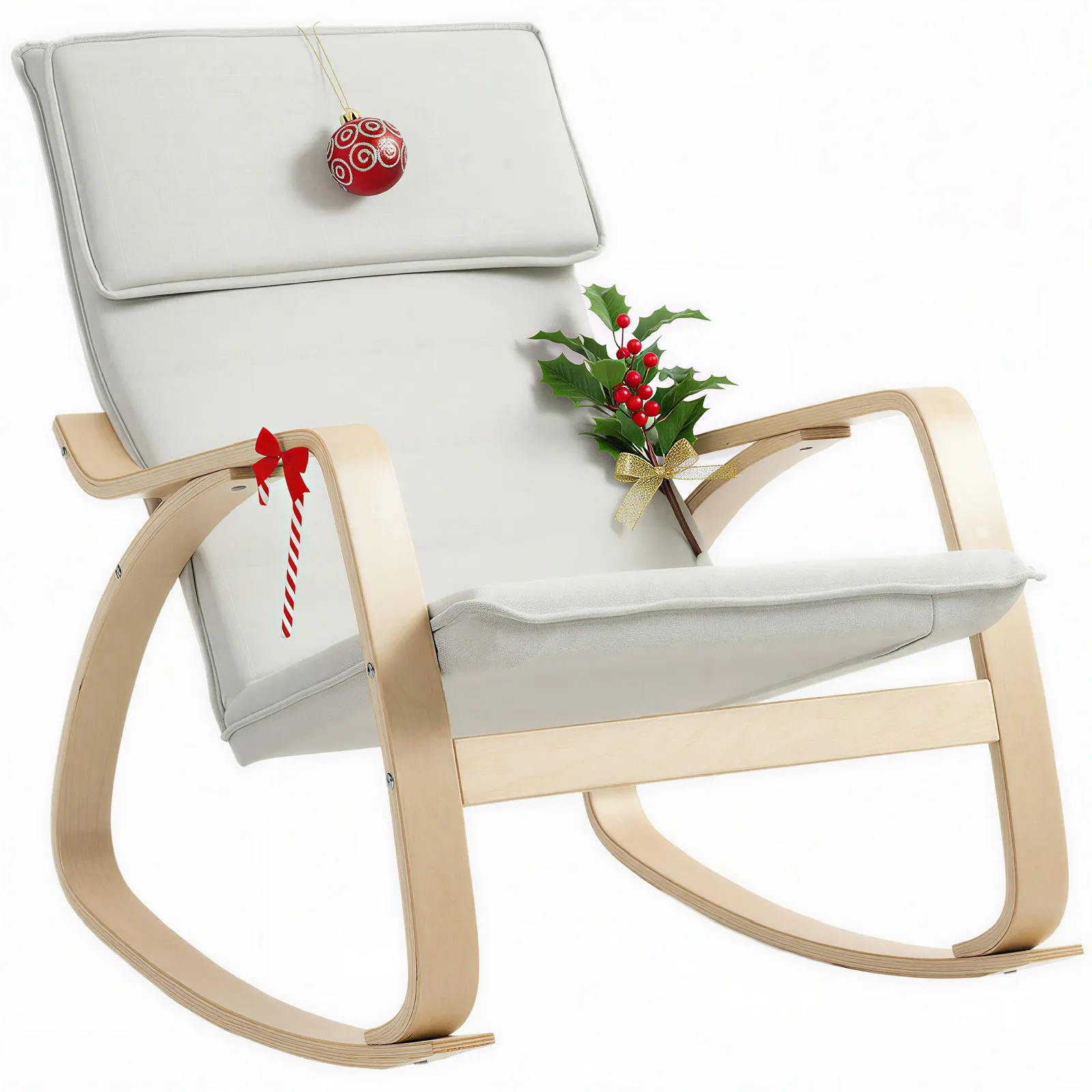 HOMCOM Comfortable Relax Rocking Chair with High Back in Cream 2