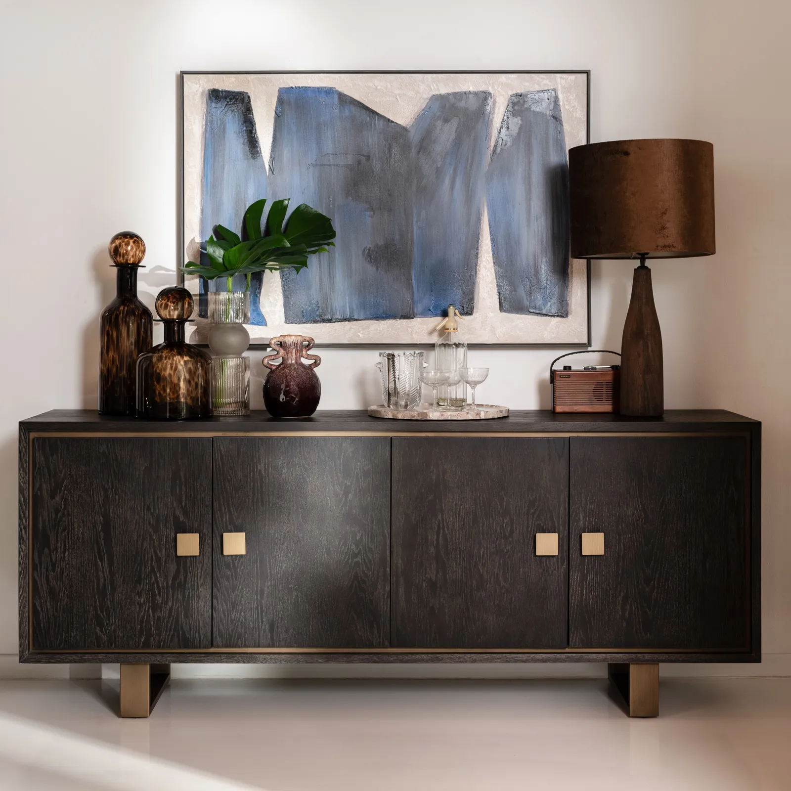 Textured Dark Wood Table Lamp | Barker & Stonehouse 2