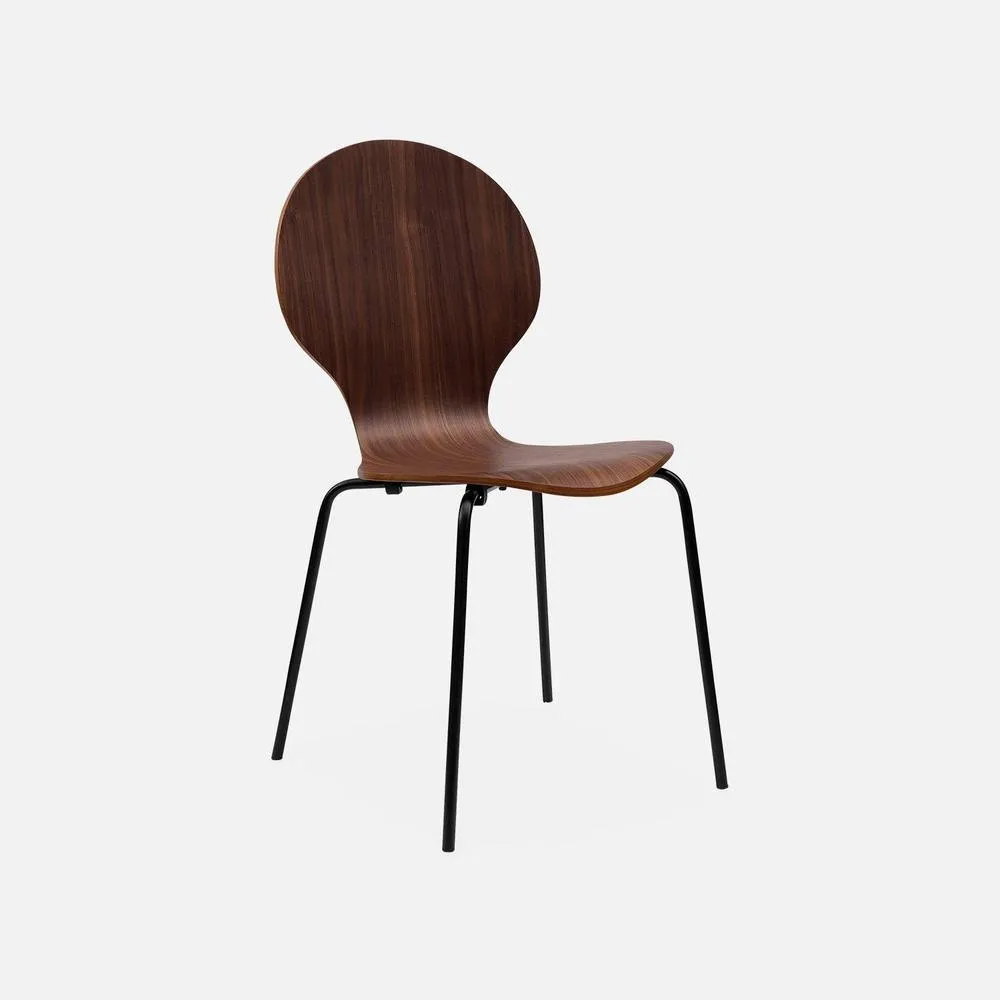 sweeek Set Of 4 Retro Wooden Stacking Chairs in Brown 4