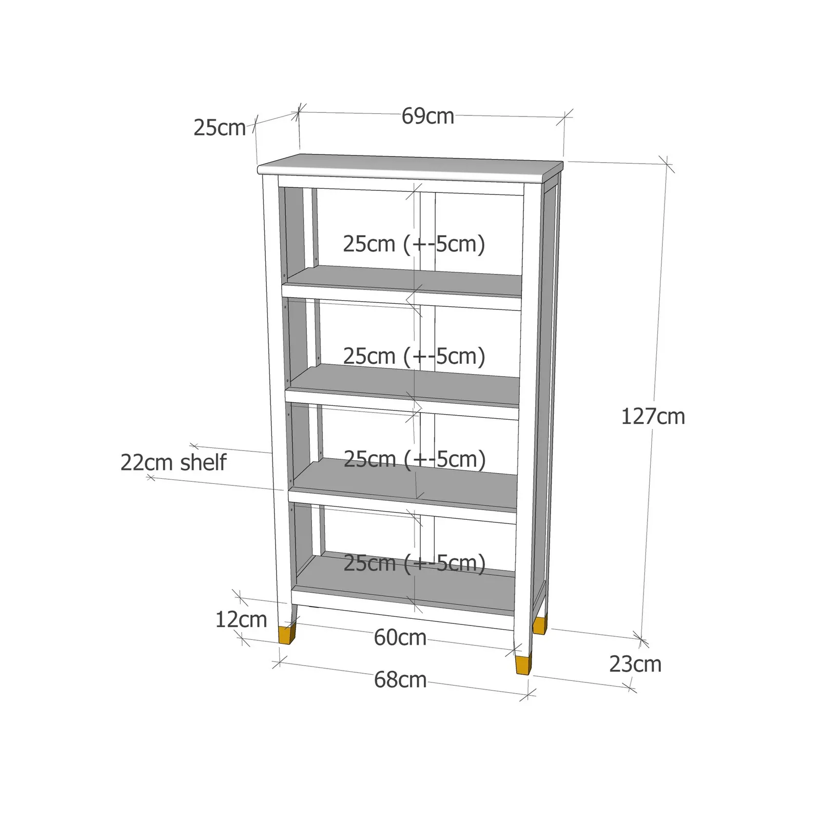 Cabinet Bits Palazzi 4 Tier Bookcase H127 W69 D25cm in Navy 6