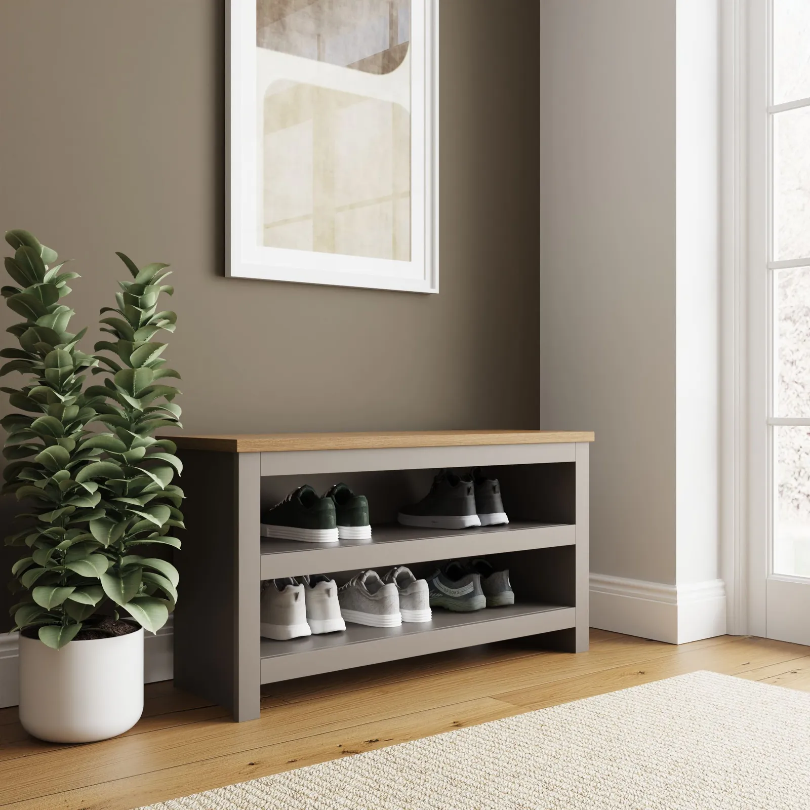 GFW Lancaster Simple Shoe Bench in Grey 2