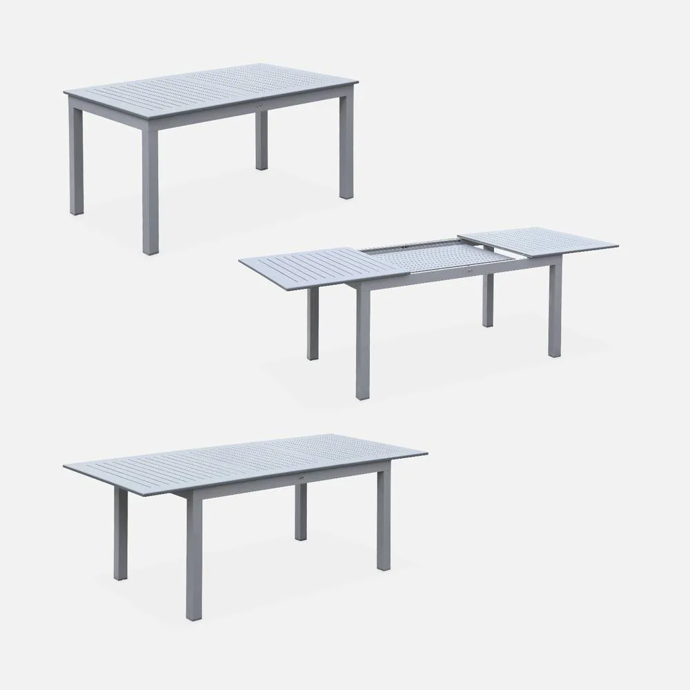 sweeek 6-seater Extendable Aluminium Garden Table With Chairs in Grey 4