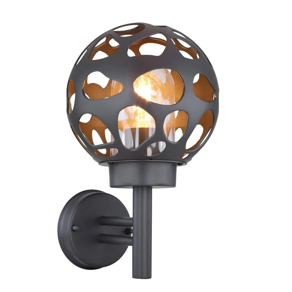 Netlighting Hilario Outdoor Globe Wall Lamp Anthracite IP44 1x E27 in Grey