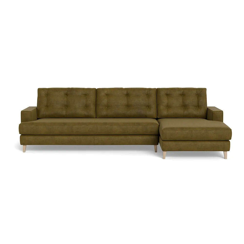 Heal's Mistral Right Hand Facing Corner Sofa Smart Luxe Velvet Peridot Natural Beech Feet 1