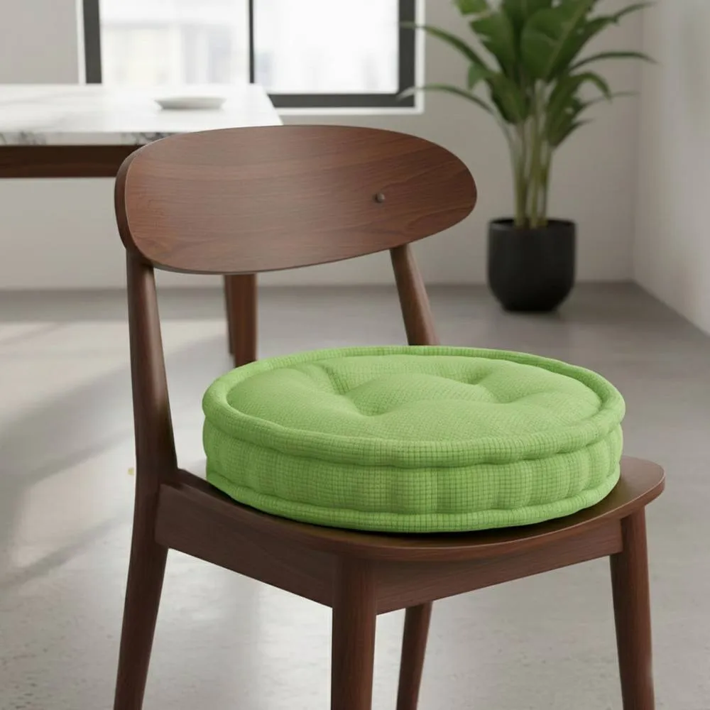 Snug City Teddy Fabric Round Booster Cushion Soft Seat Riser Pad Dining Chair in Green