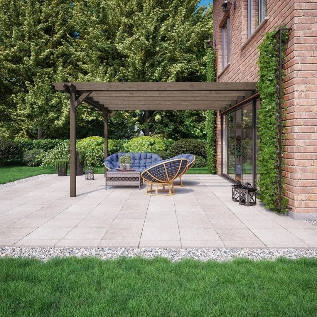 Rutland County Garden Furniture Ltd Wall Mounted Double Garden Pergola, Wood, L180 x W180 x H270cm, Brown 2