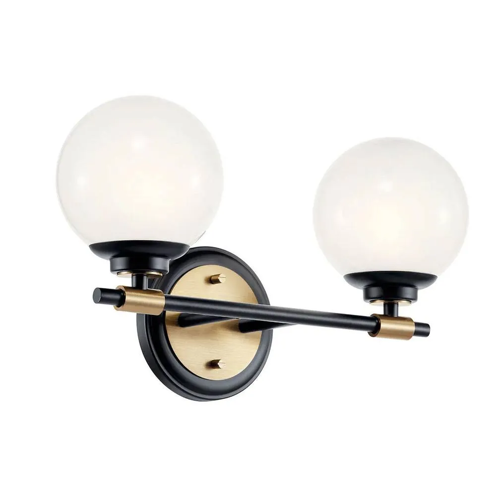Netlighting Kichler Benno Bathroom Wall Lamp Black Champagne Bronze IP44 2x G9 in Brown