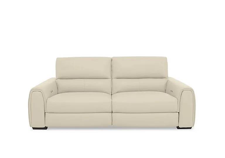 Flex Leather 3 Seater Power Recliner Sofa with Storage Arms - BV Bisque