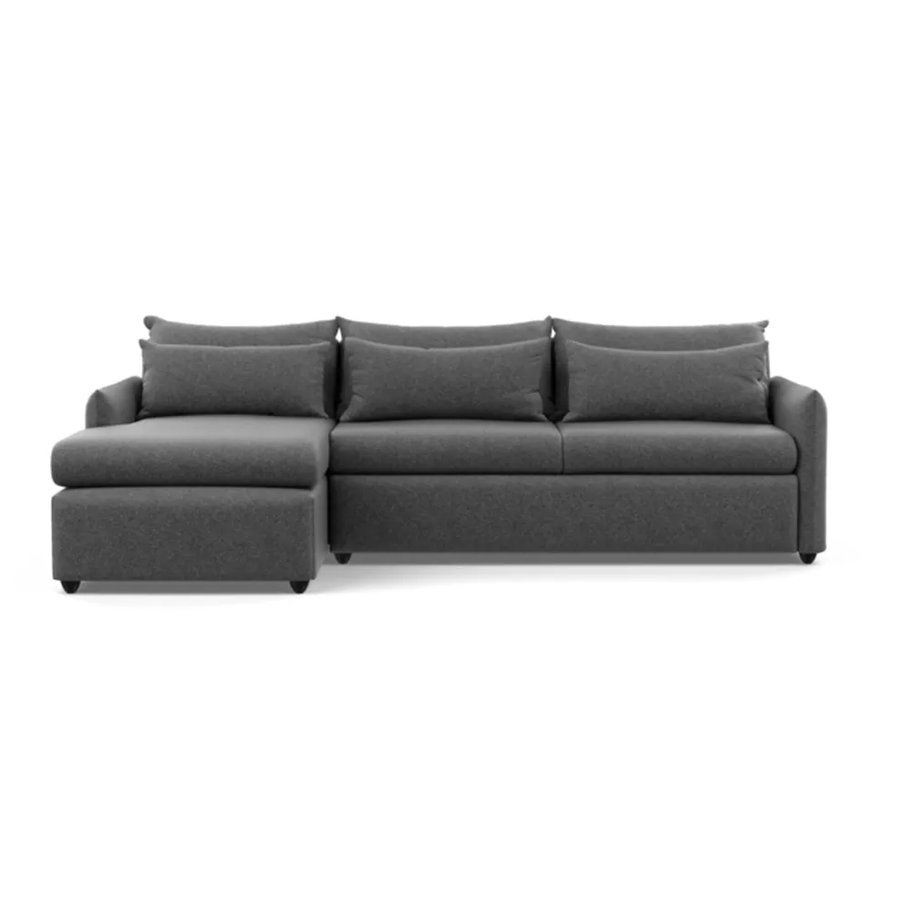 Heal's Pillow Large Left Hand Corner Chaise Melton Wool Granite Black Feet