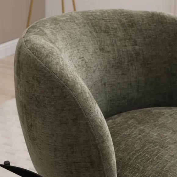 Tulip Chenille Curved Swivel Accent Chair 3