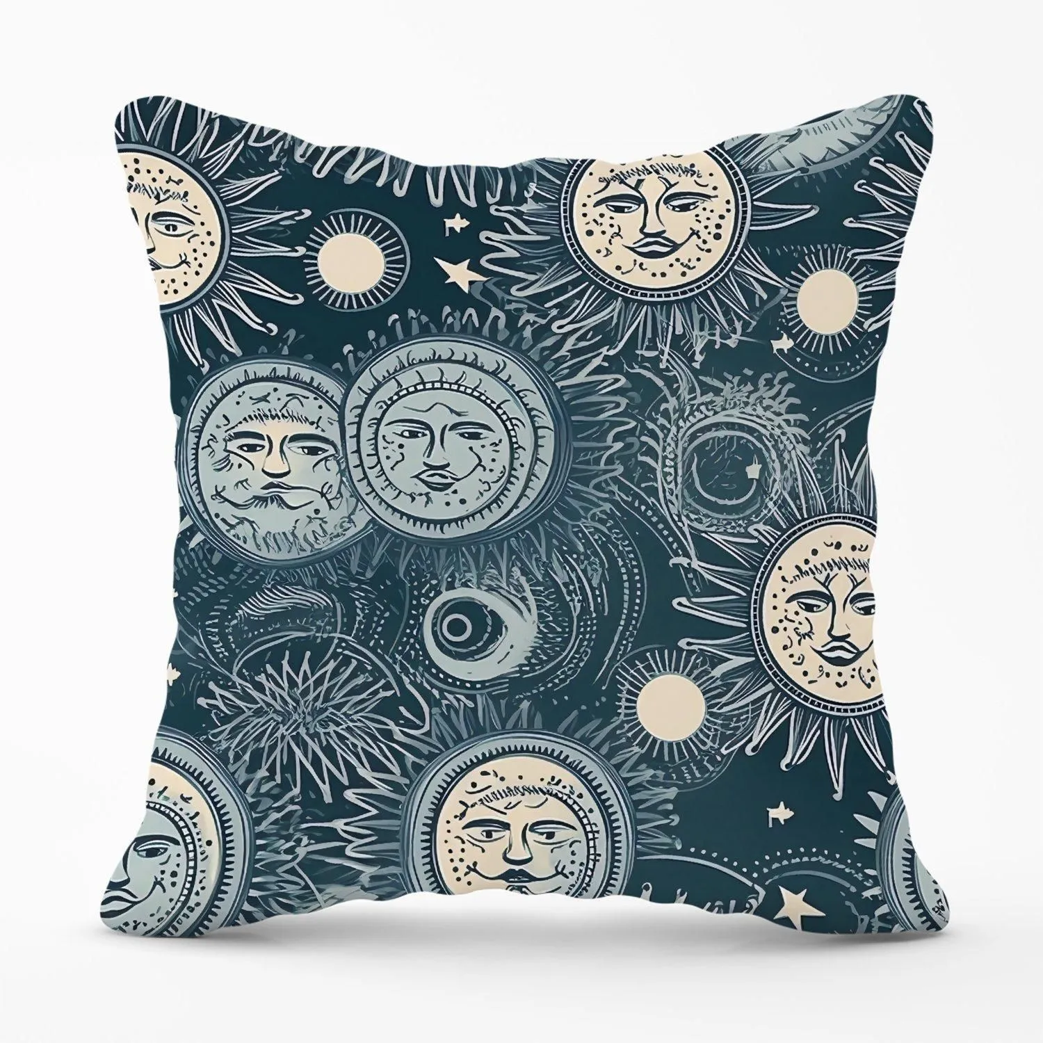 Warren Reed - Designer Silver Blue Moon & Stars Outdoor Cushion