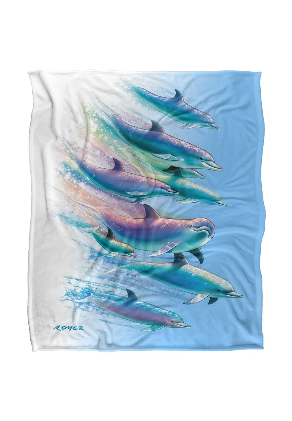 JQ Licensing Royce Mcclure Dolphin Flow Silky Touch Super Soft Throw Blanket 152 X 127 cm in White