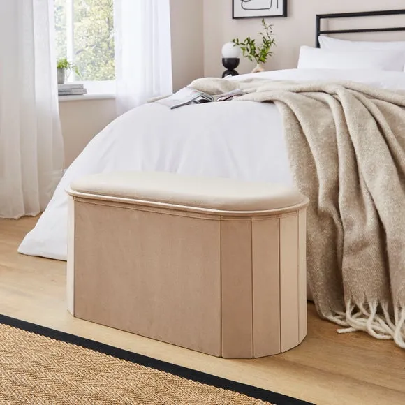 Recycled Velour Lozenge Ottoman with Tray 1