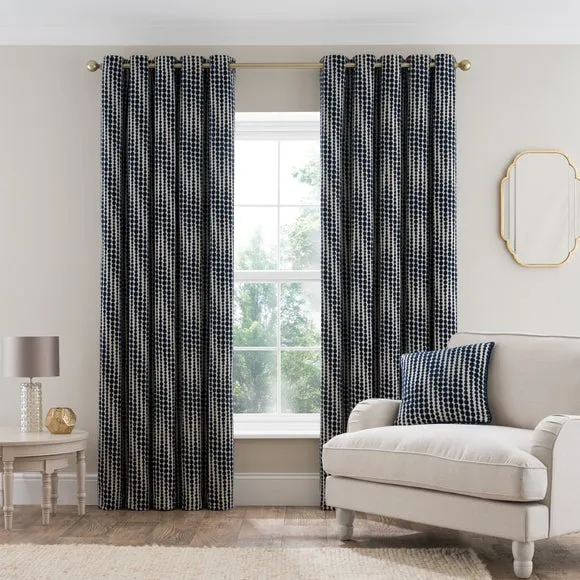 Gradient Spot Chenille Eyelet Curtains 2