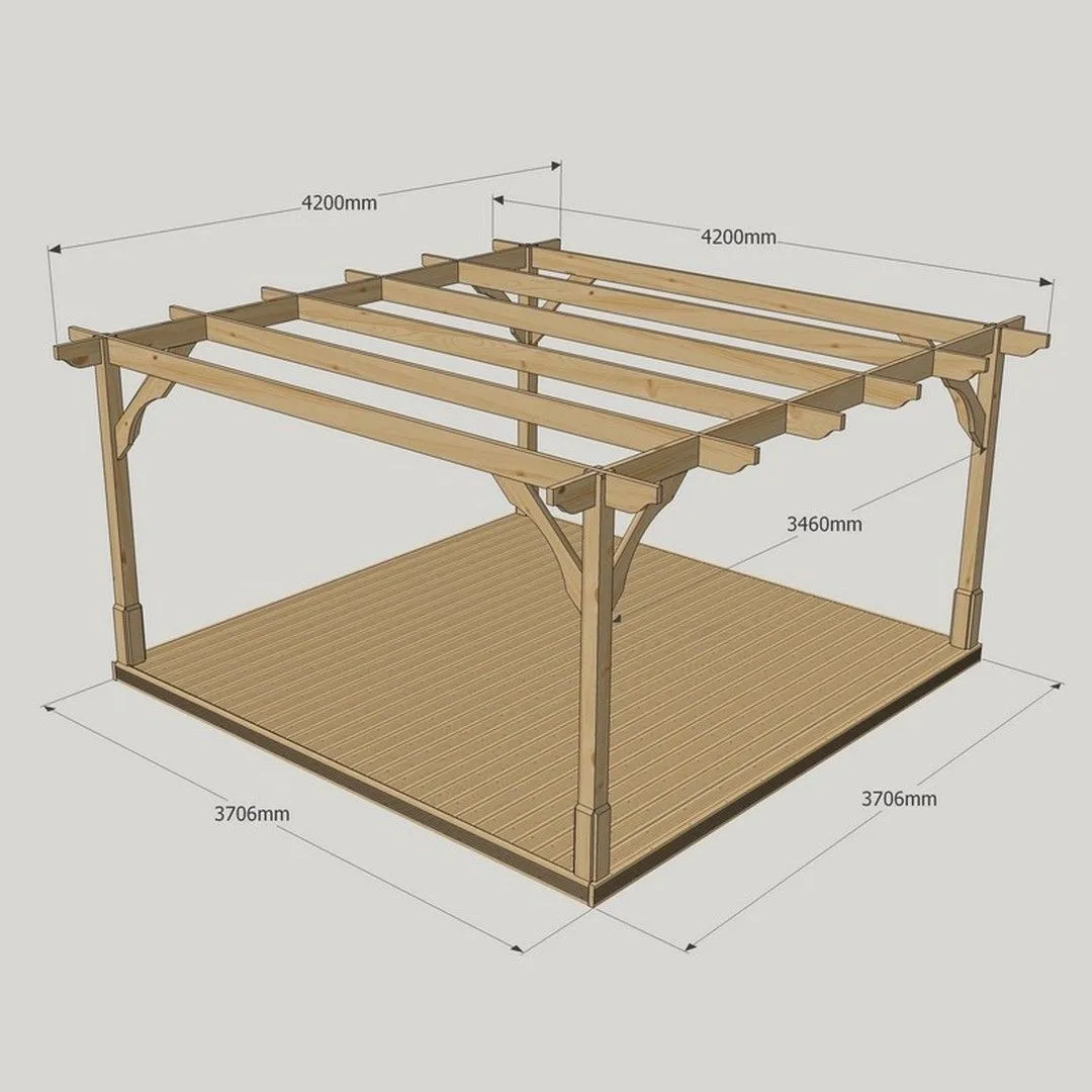 Rutland County Garden Furniture Ltd Premium Pergola & Decking Kit, L420 x W420 x H270 cm, Rustic Brown 6