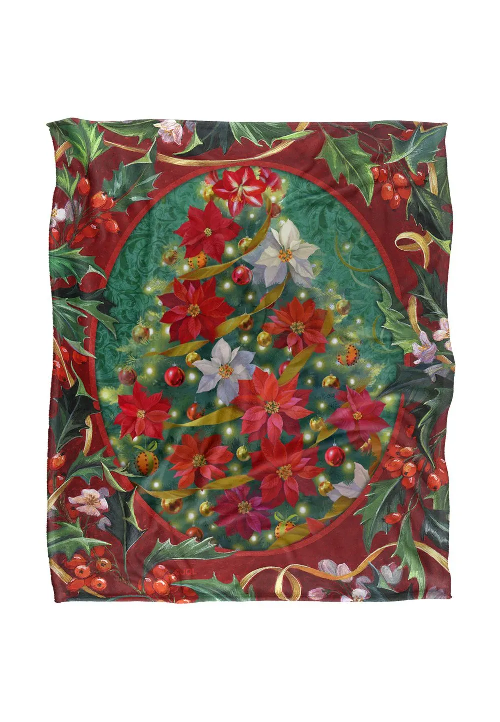 JQ Licensing Lc-Jp Spirit of Christmas Poinsettias Silky Touch Super Soft Throw Blanket 152 X 127 cm in White